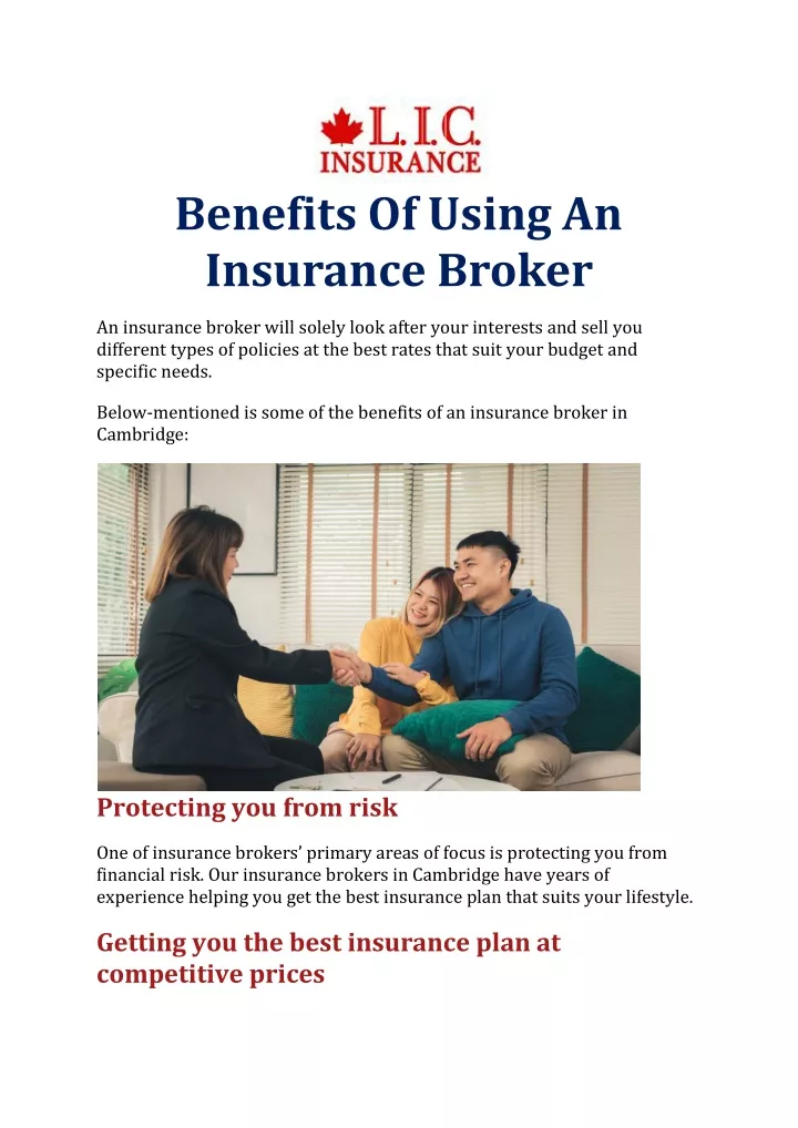 benefits of using an insurance broker