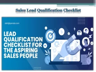 Sales Lead Qualification Checklist