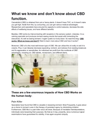 what we know and don t know about cbd function