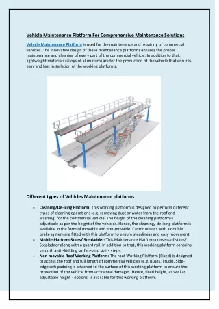 vehicle maintenance platform for comprehensive