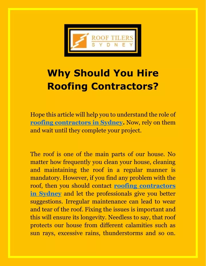 why should you hire roofing contractors hope this