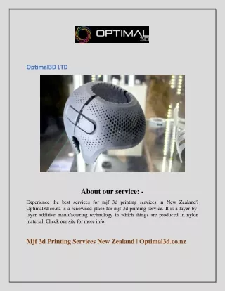 Mjf 3d Printing Services New Zealand  Optimal3d.co.nz