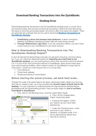 download banking transactions into the quickbooks