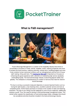 What is F&B management?