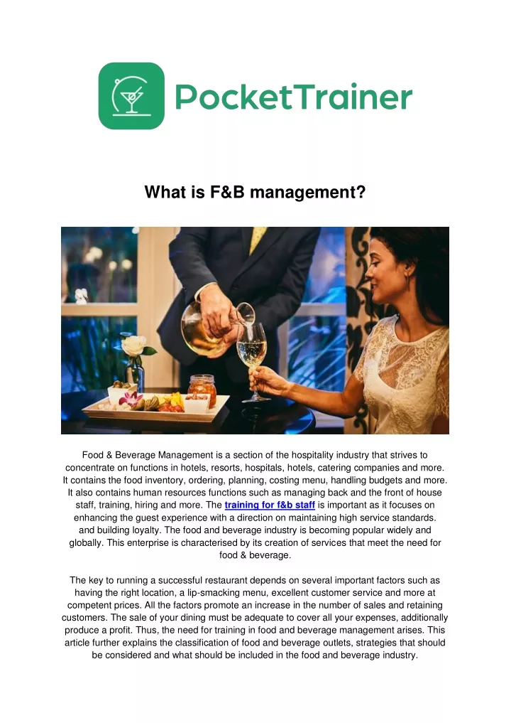 what is f b management