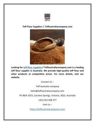 Teff Flour Suppliers | Teffaustraliacompany.com