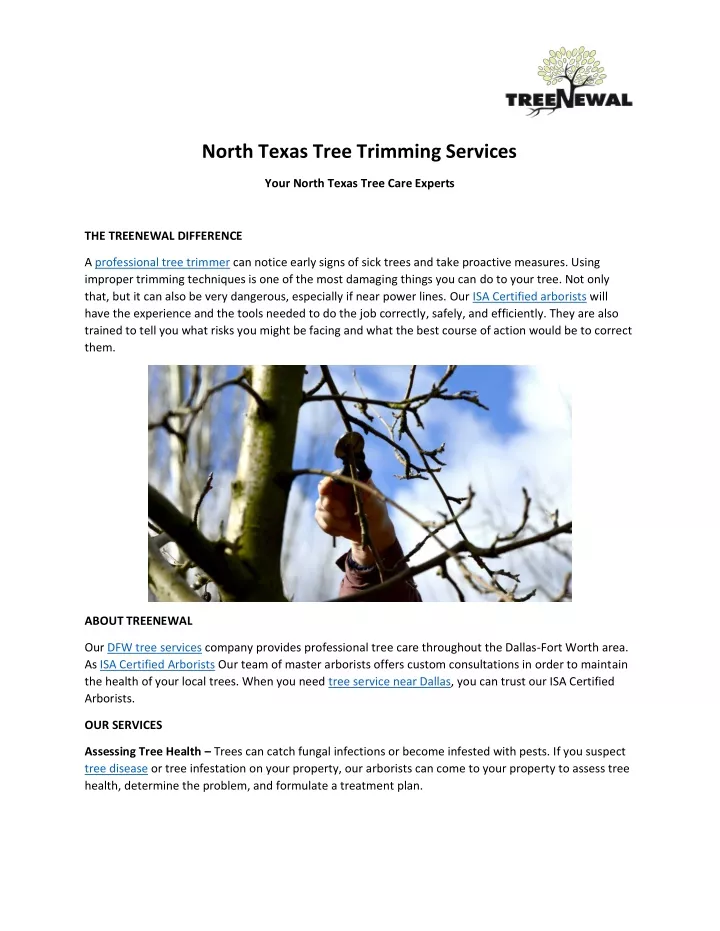 north texas tree trimming services
