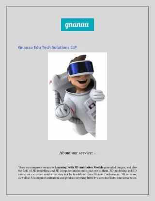 Online 3d Animation Courses For School  Gnanaa