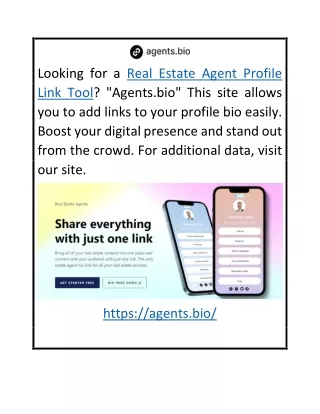 Real Estate Agent Profile Link Tool  Agents.bio
