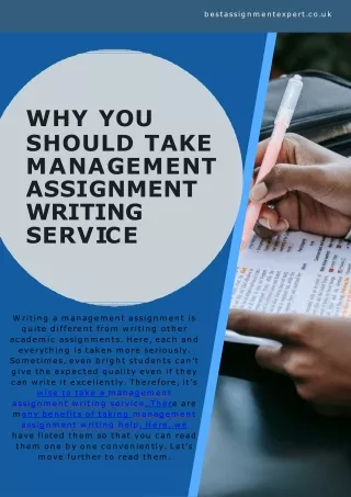 why you should take m a n a g e m e n t assignment writing