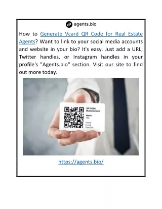 Generate Vcard Qr Code for Real Estate Agents  Agents.bio