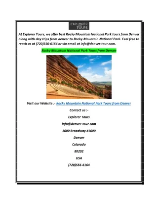 Rocky Mountain National Park Tours from Denver
