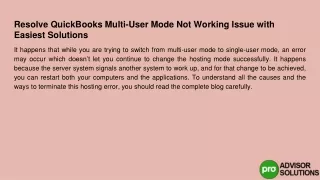 resolve quickbooks multi user mode not working issue with easiest solutions