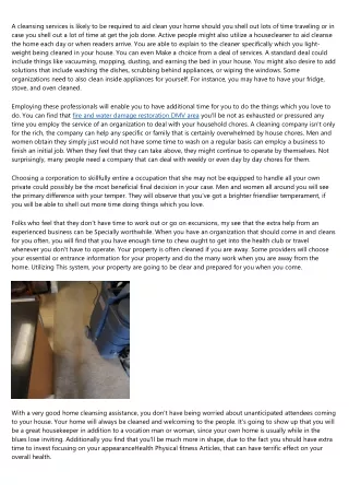 a cleansing services is likely to be required