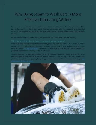 why using steam to wash cars is more effective