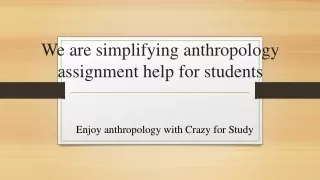 Crazy For Study | Anthropology Textbooks Solution Manuals | Assignment Help