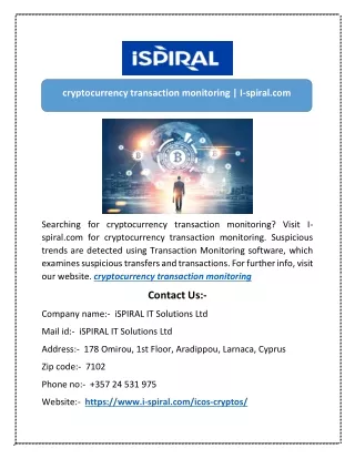 cryptocurrency transaction monitoring | I-spiral.com