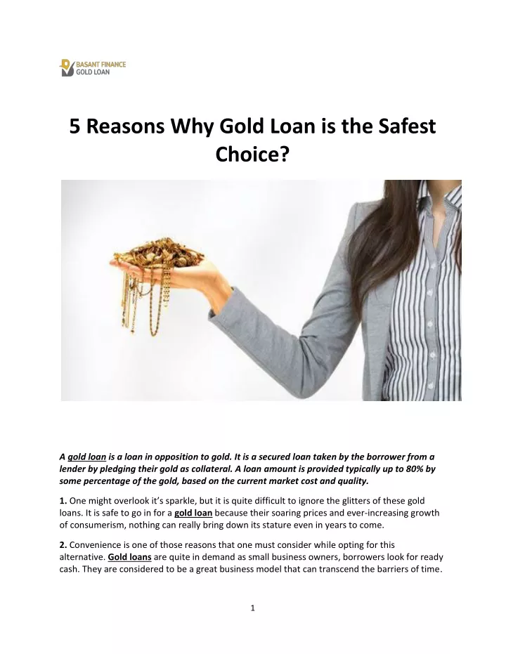 5 reasons why gold loan is the safest choice