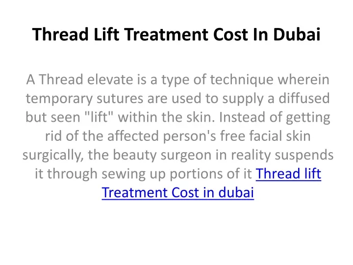 thread lift treatment cost in dubai