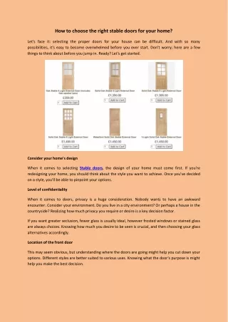 how to choose the right stable doors for your home