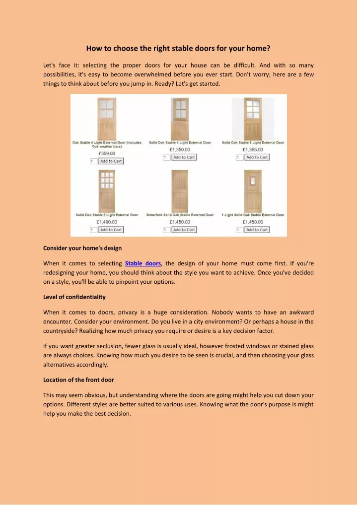 how to choose the right stable doors for your home