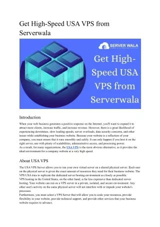 get high speed usa vps from serverwala
