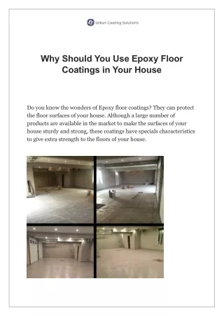Epoxy Floor Coatings | Urban Coating Solutions