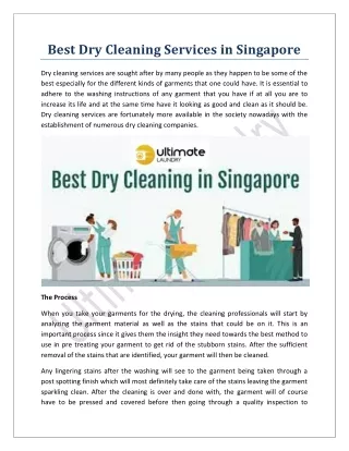 Best Dry Cleaning Services in Singapore