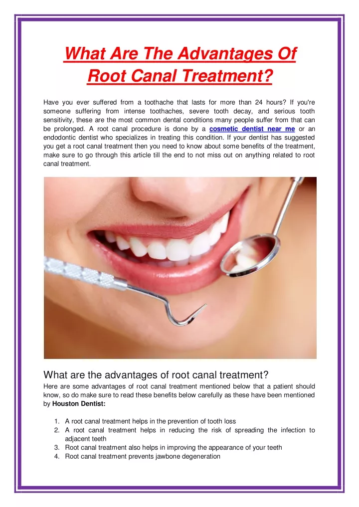 what are the advantages of root canal treatment