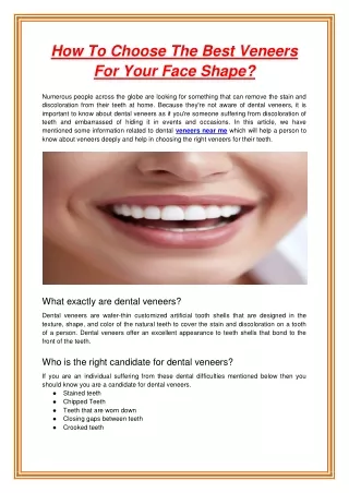 how to choose the best veneers for your face shape