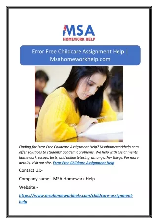error free childcare assignment help