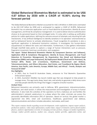 global behavioral biometrics market is estimated