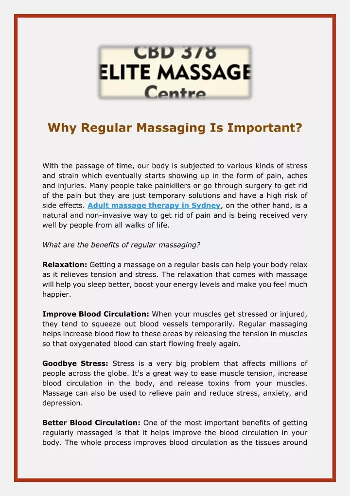 why regular massaging is important
