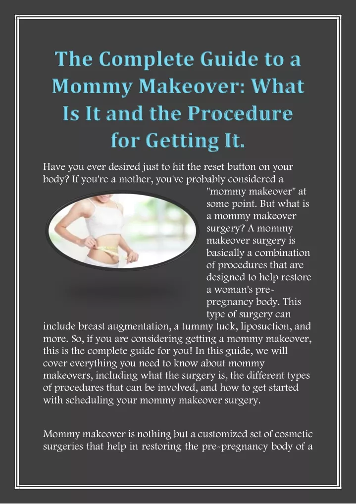 the complete guide to a mommy makeover what