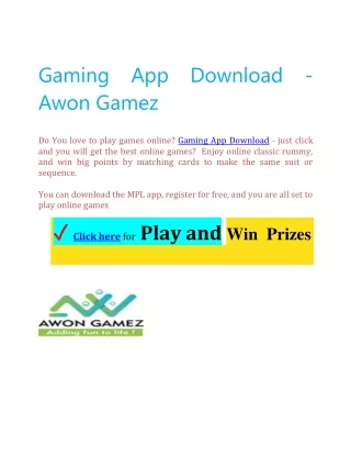 Free Online Gaming app Download -  Awon Gamez