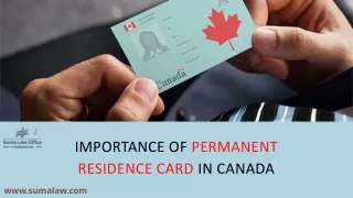 importance of permanent residence card in canada