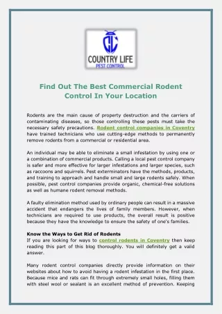 Find Out The Best Commercial Rodent Control In Your Location