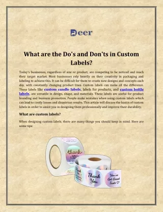 What are the Do's and Don'ts in Custom Labels