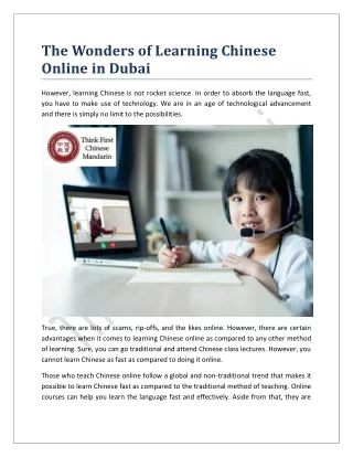 The Wonders of Learning Chinese Online