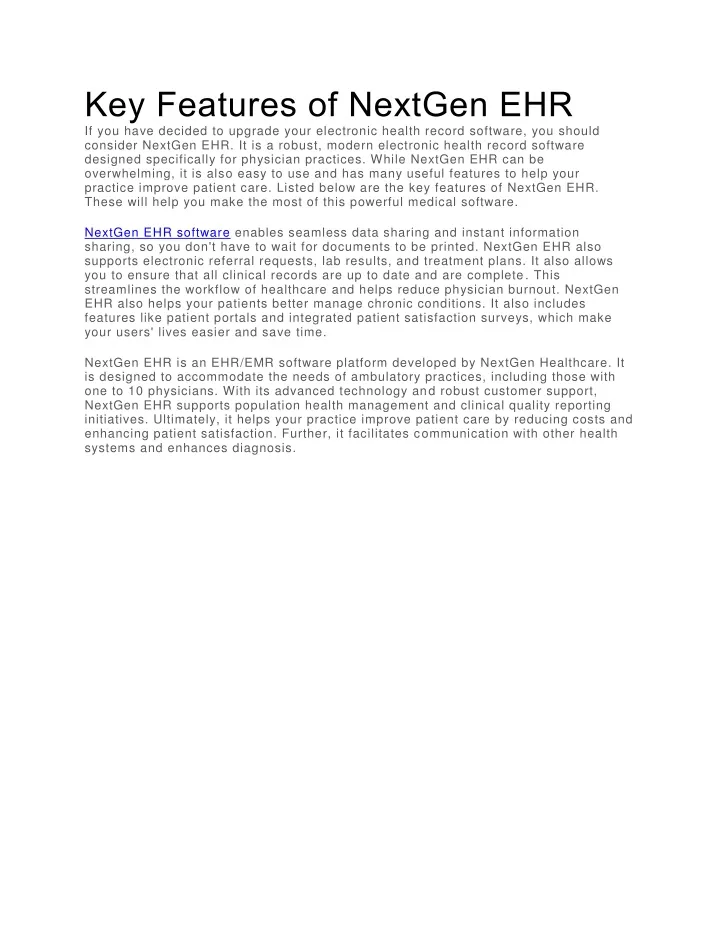 key features of nextgen ehr if you have decided