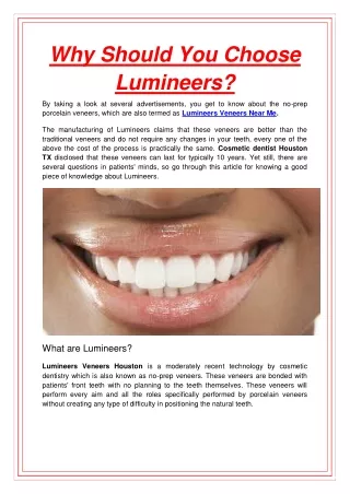 why should you choose lumineers