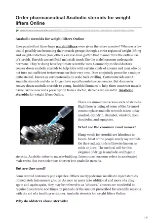 Order pharmaceutical Anabolic steroids for weight lifters Online |  12139739208