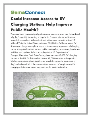 Could Increase Access to EV Charging Stations Help Improve Public Health