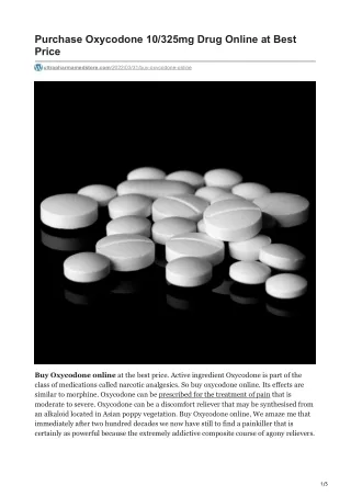 PURCHASE OXYCODONE 10/325MG DRUG ONLINE AT BEST PRICE |  1(949)2293792
