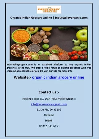 Organic Indian Grocery Online | Indusvalleyorganic.com