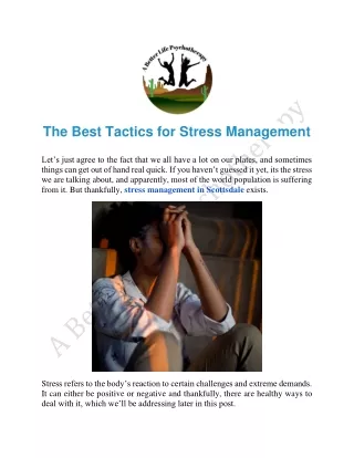 Get Easy Stress Management Scottsdale