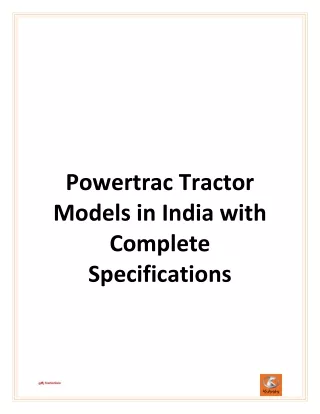 Powertrac Tractor Models in India with Complete Specifications