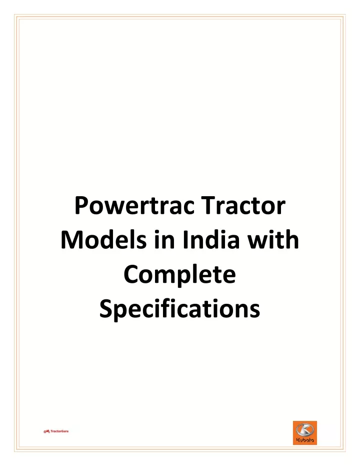 powertrac tractor models in india with complete