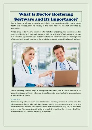 What Is Doctor Rostering Software and Its Importance