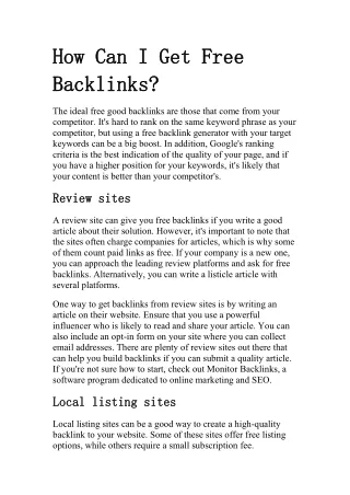 How Can I Get Free Backlinks
